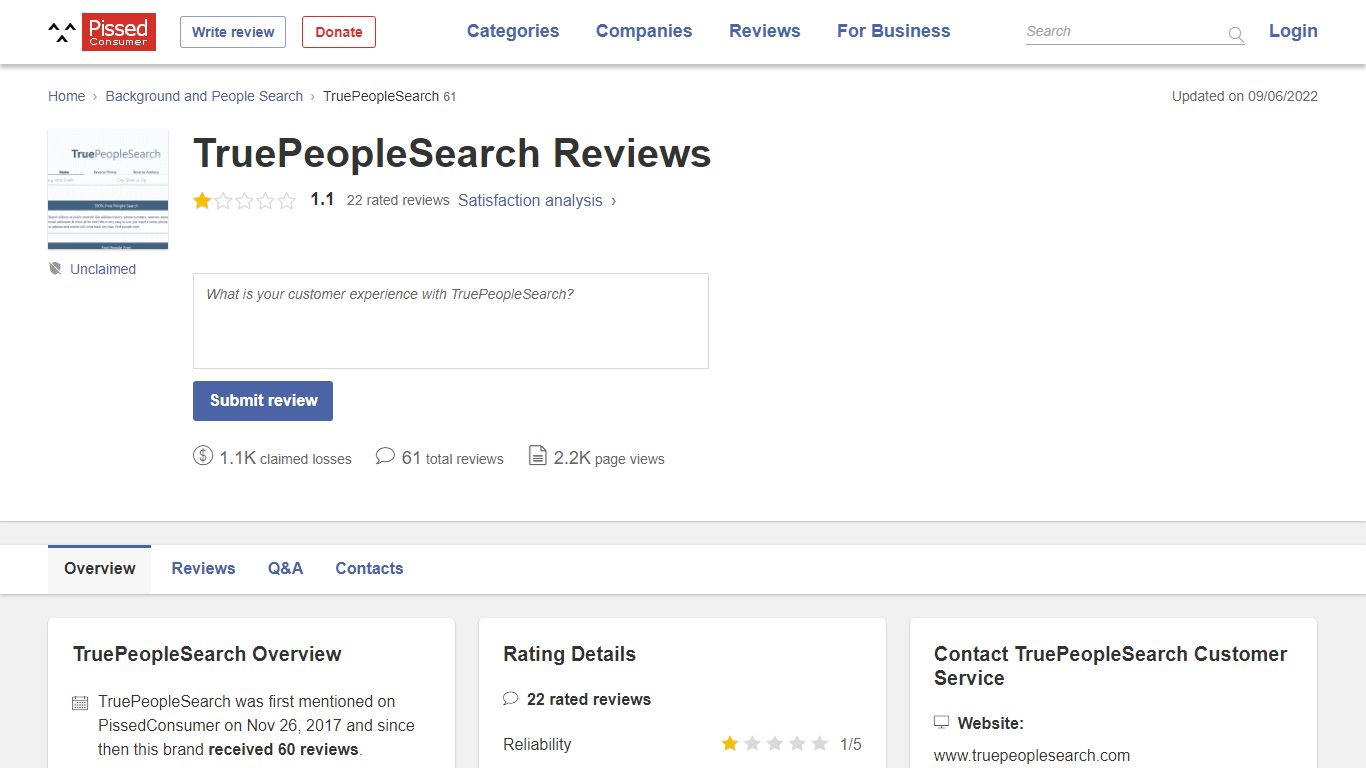 TruePeopleSearch Reviews and Complaints - Pissed Consumer